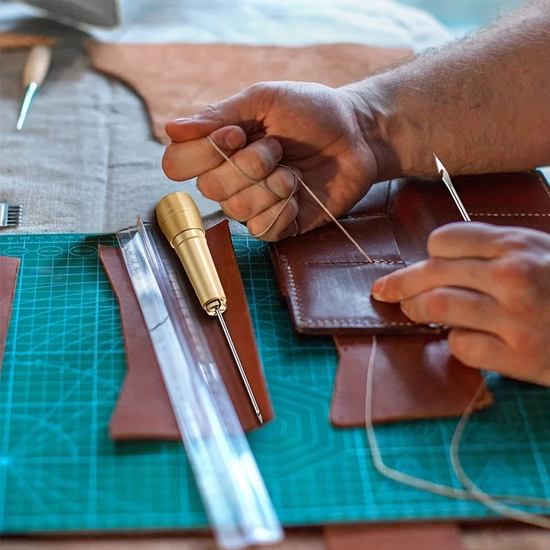 Juego de conos de costura de cuero, agujas rectas y curvadas, utilizadas para costura Manual de zapatos, herramientas de reparación artesanal de cuero, 4 Uds. - imagen 5