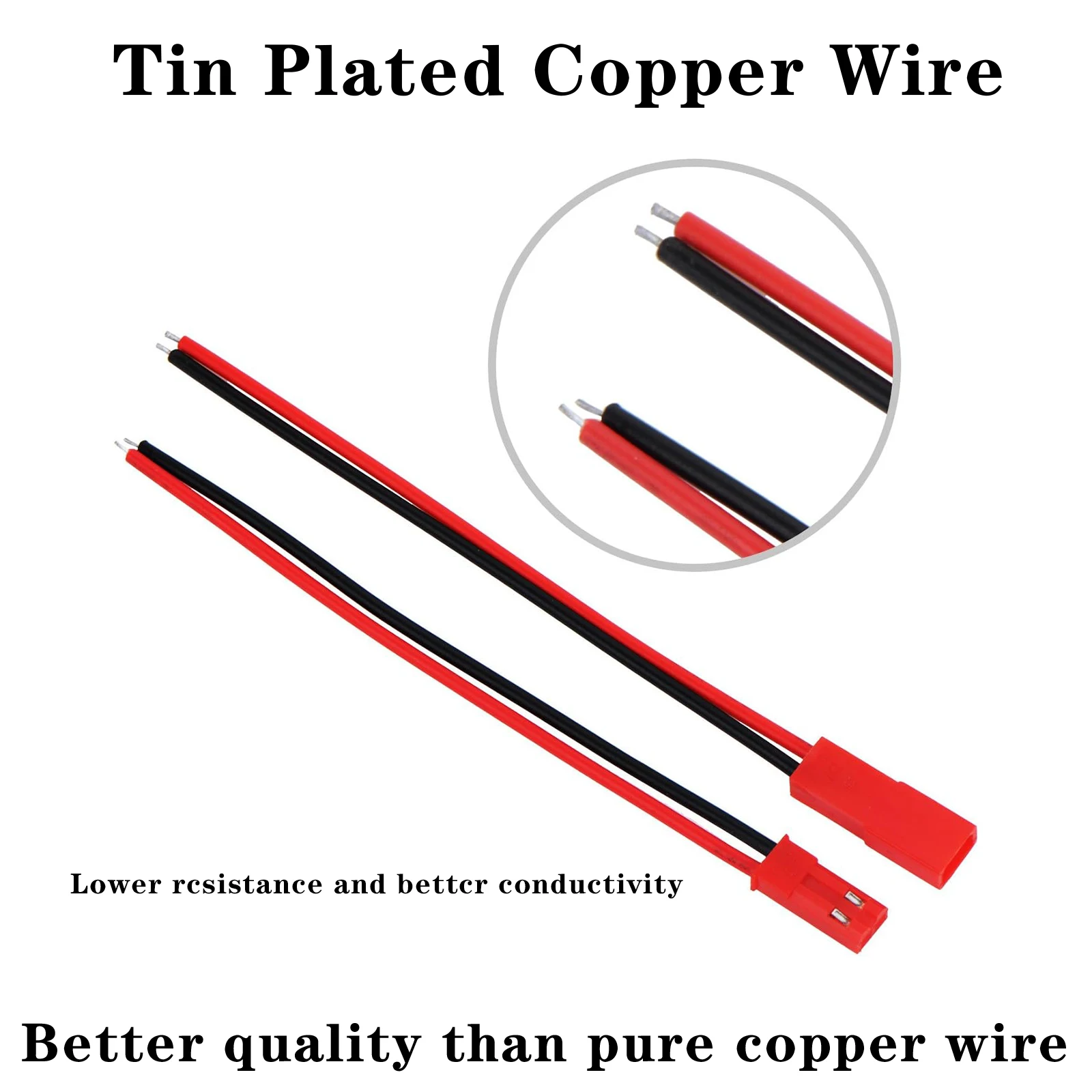 Conector de clavija JST de 200mm, Cable macho hembra 2P para juguetes RC, batería, helicóptero, bricolaje - imagen 3