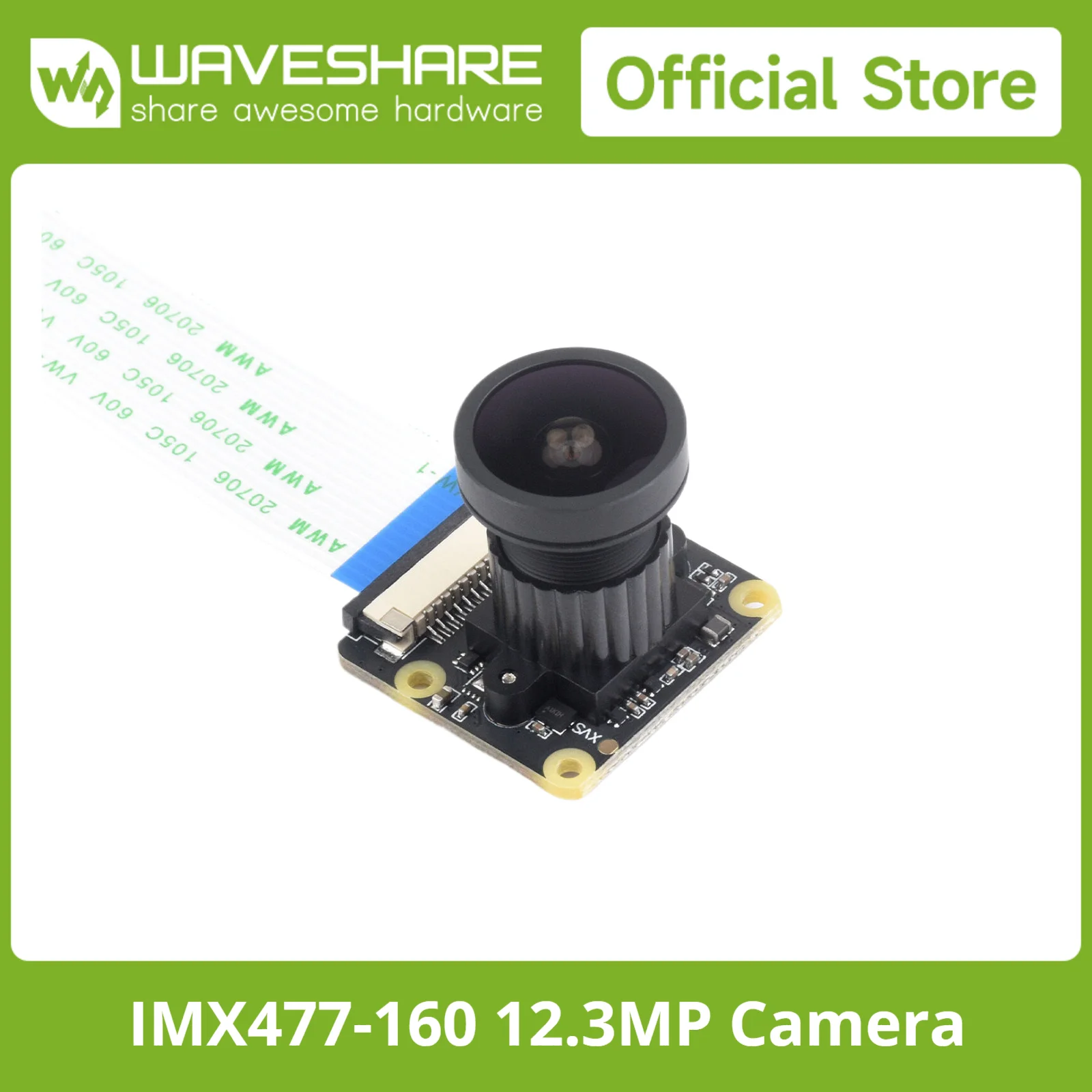 Cámara Waveshare IMX477-160 de 12,3 MP, 160 °   FOV, aplicable para Raspberry Pi 5/4B/3B/Jetson Nano/módulo de computación 4056 × 3040