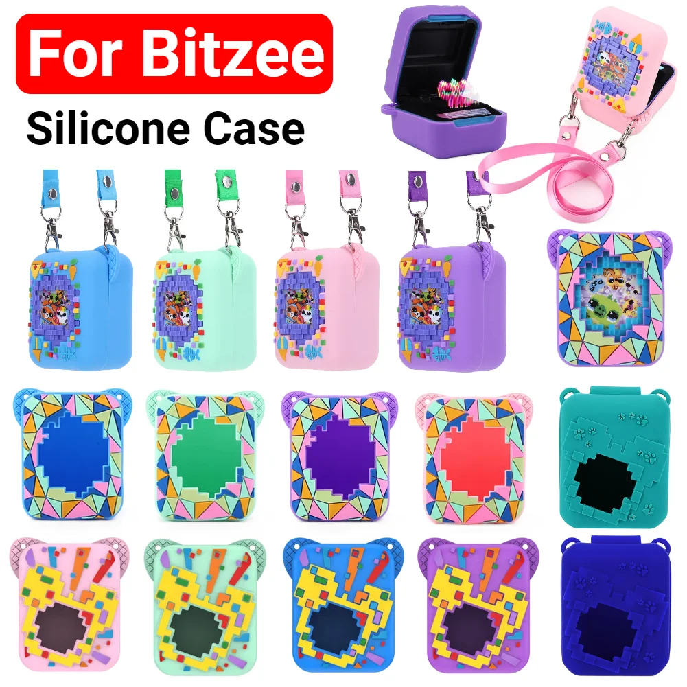 Funda de transporte de silicona con dibujos animados en 3D para Bitzee, juguete interactivo, funda protectora lavable Digital para mascotas, a prueba de golpes con cordón