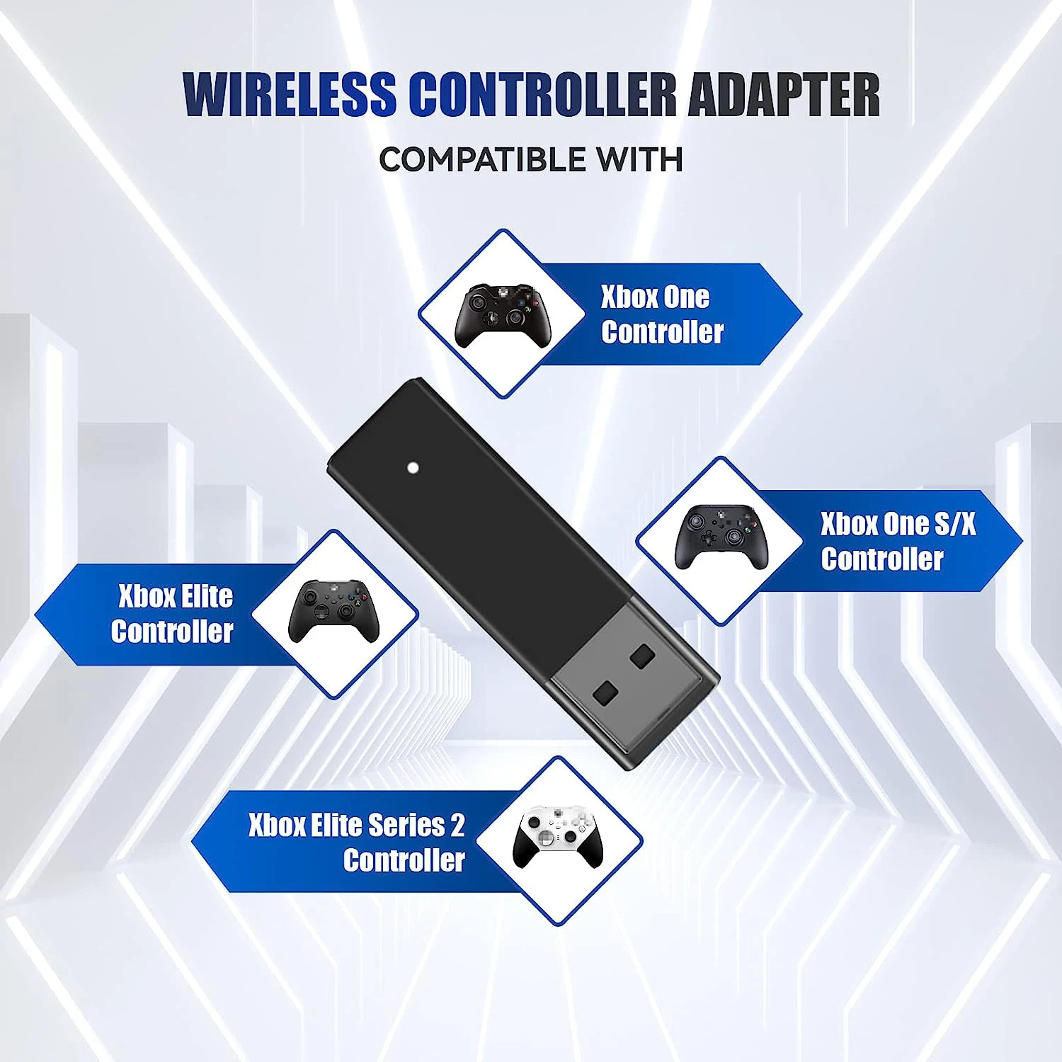 Adaptador inalámbrico ONE S compatible con Xbox One /S/X/Elite/controlador para Windows 10/8/7, conexión simulada de 8 manijas - imagen 2