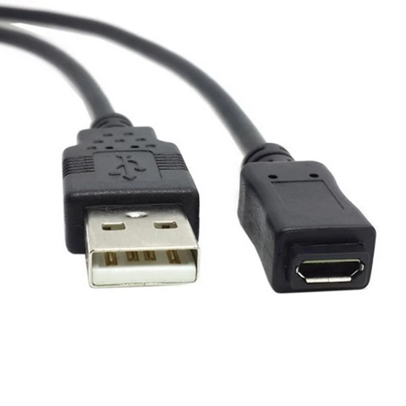 Cable de extensión de conector macho Micro USB B tipo 5 pines hembra a USB 2,0 25 cm