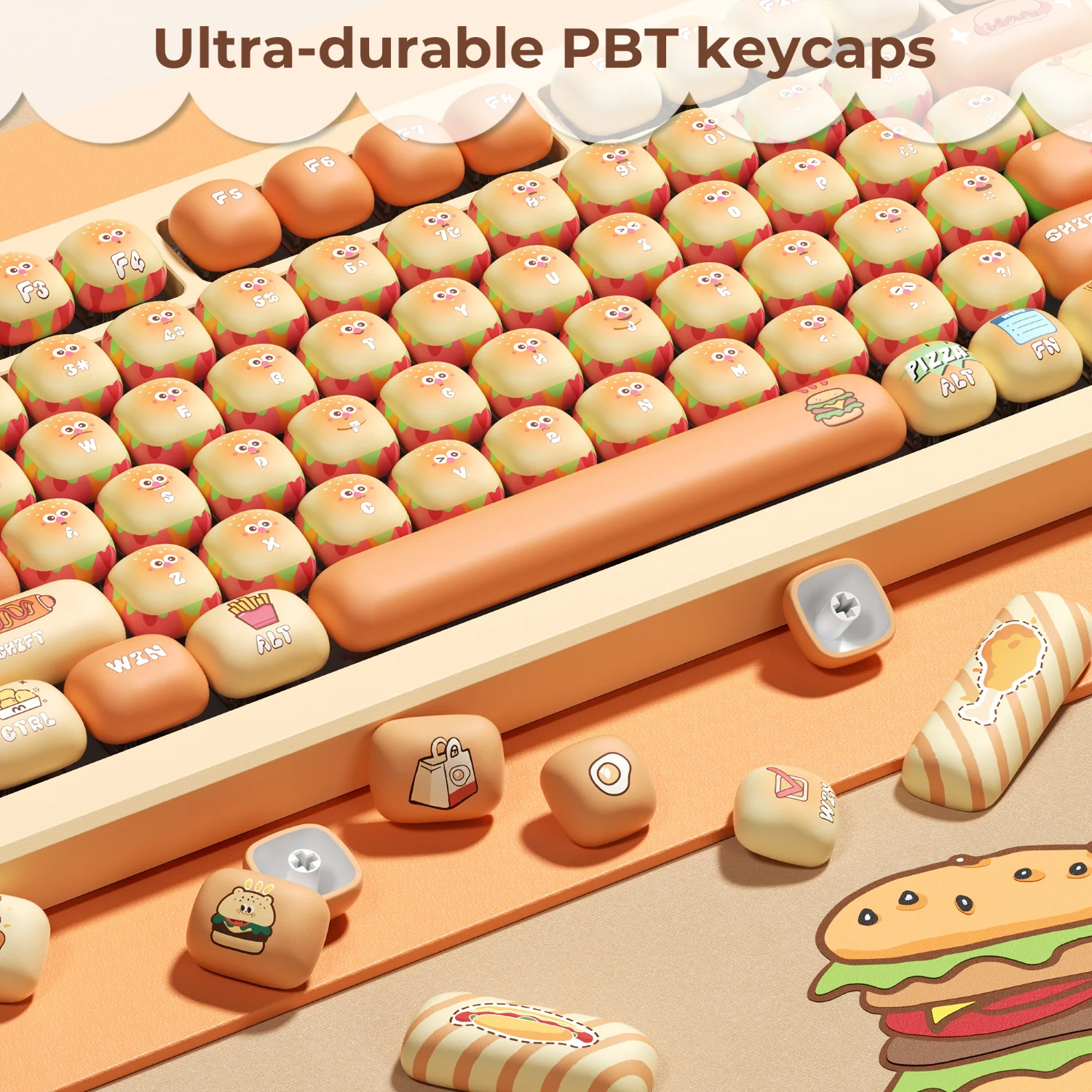 XVX hamburguesa país de las Maravillas moño al vapor tema Keycap lindo MOG 138 teclas dibujos animados personalizado tinte Sub Keycap teclado accesorios regalos - imagen 2