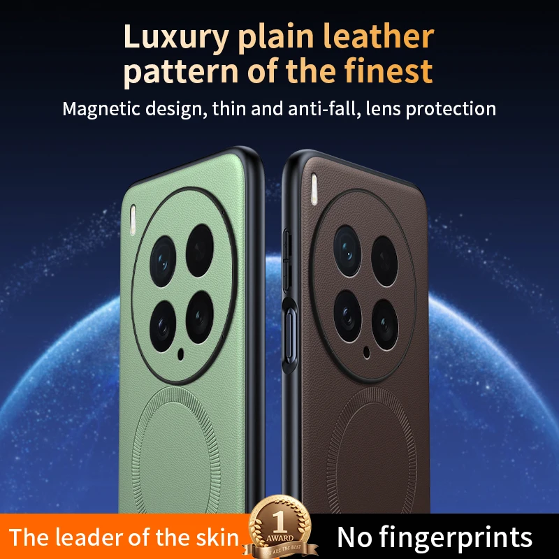 Para VIVO X200 Ultra funda protectora de cuero magnética para VIVO X200 Ultra antihuellas antideslizante PC + TPU - imagen 4