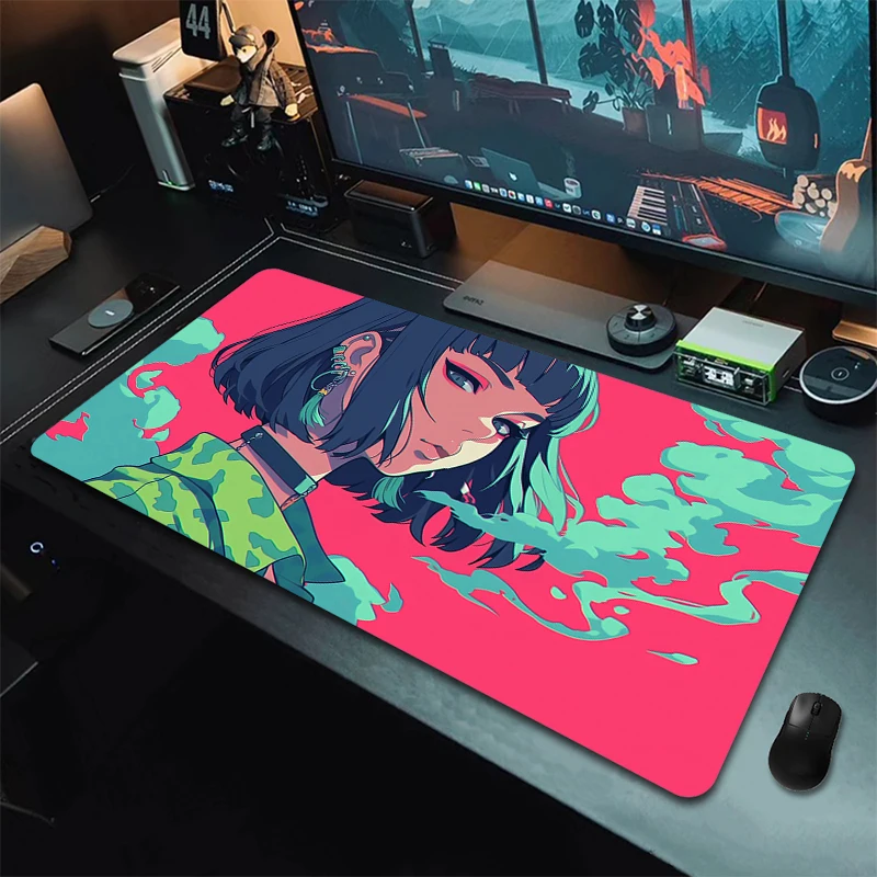 Alfombrilla de ratón grande XXL, alfombrilla de ratón para juegos, alfombrilla de ratón antideslizante para oficina grande, alfombrilla de escritorio para ordenador de 900x400mm, alfombrilla de teclado con estampado HD para chicas de Anime - imagen 5