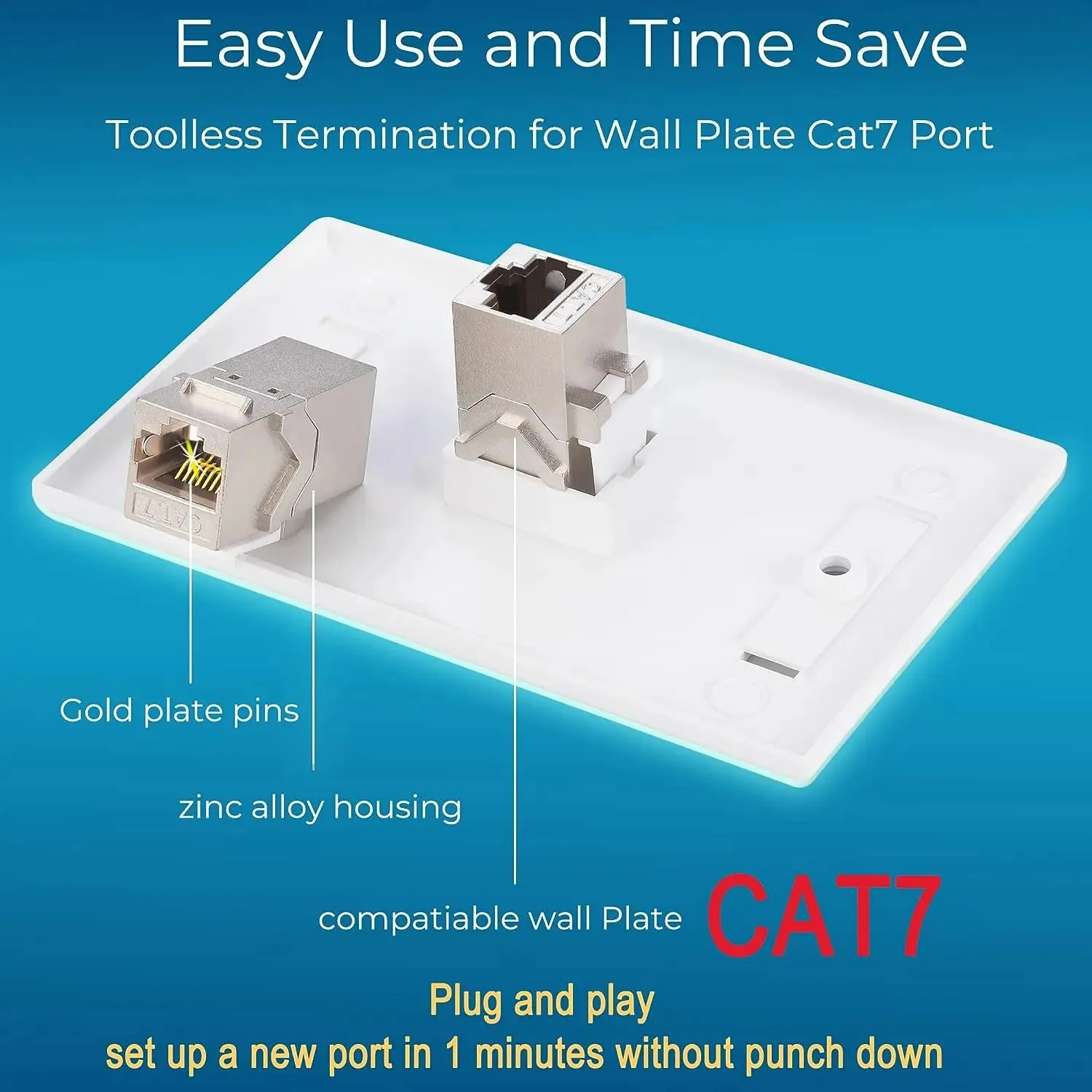 ZoeRax 1 Uds acoplador RJ45 Keystone Jack Cat7 Cat6a 10G soporte, Keystone hembra STP 10 Gbps para placa de pared y Panel de conexión - imagen 3