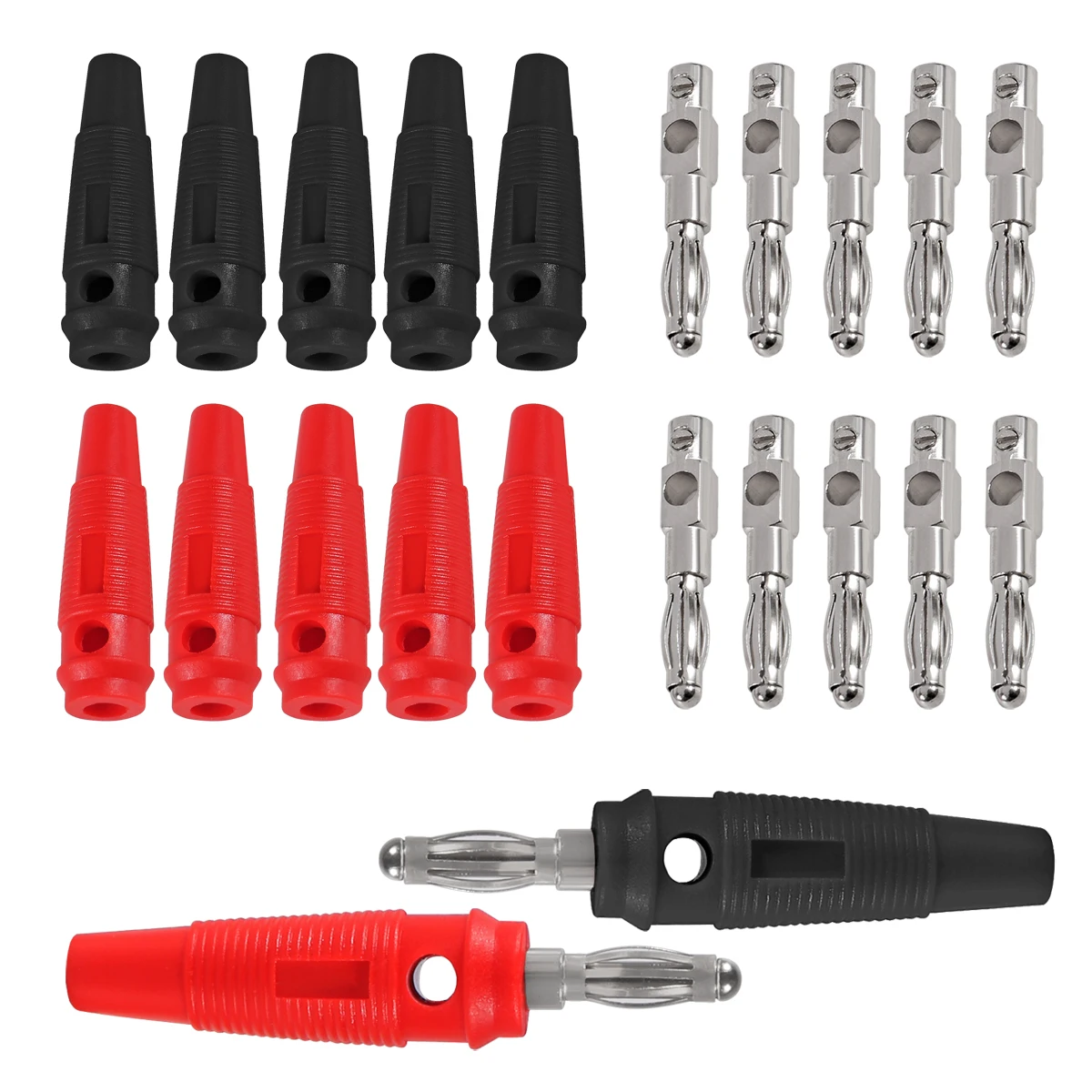 10 Uds 5 pares 4mm conectores Banana 32A tipo tornillo de alta corriente conectores macho adaptadores