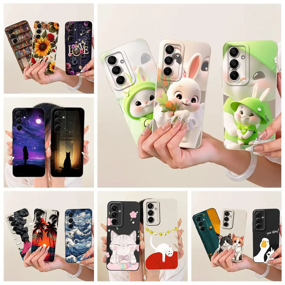 For Samsung Galaxy A55 5G Case SM-A556B Cute Rabbit New Candy Painted Phone Case For Samsung A15 A25 A35 A55 5G Soft Fundas Bags