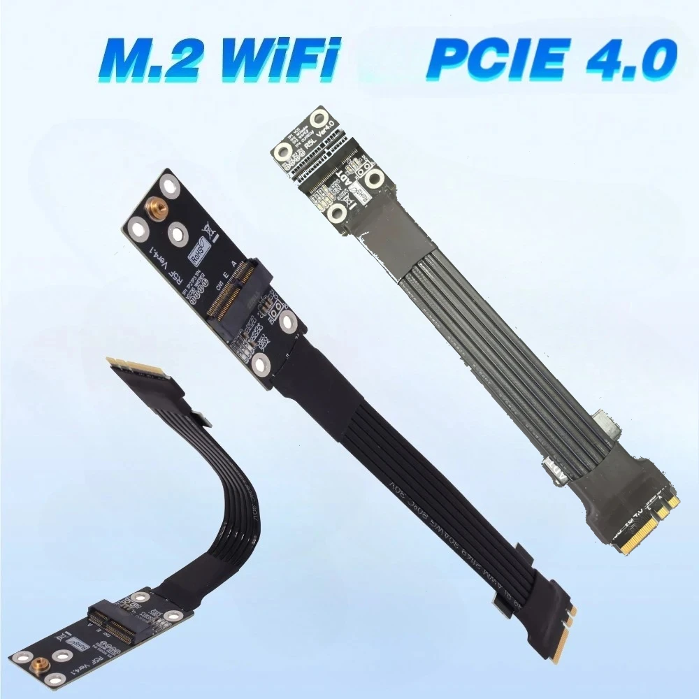 Riser PCI-e 4,0 M.2 WiFi cinta Riser tarjeta Cable adaptador PCI-E 4,0 M2 WiFi llave A.E Cable plano convertidor para extensor de placa base - imagen 2