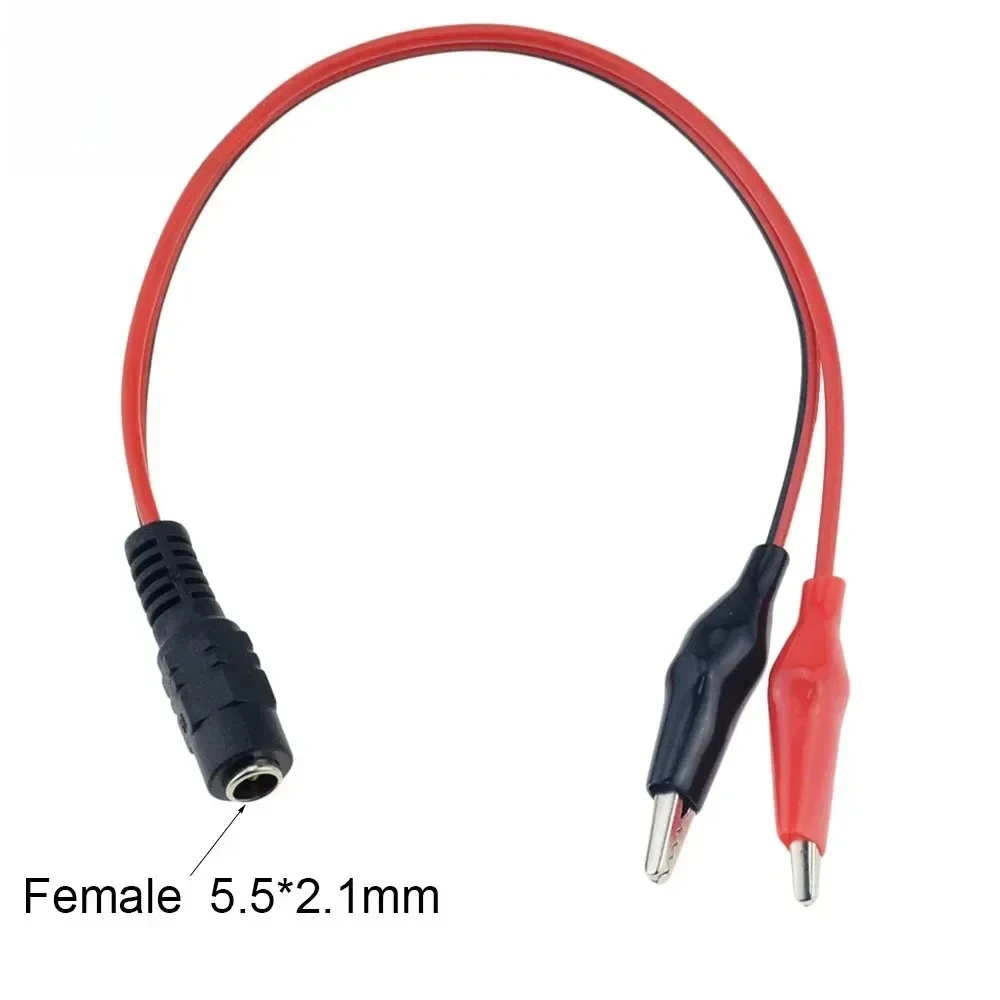 1 Uds Clip de cocodrilo 5,5*2,1mm conector de clavija de alimentación CC adaptador enchufe 25CM cables de prueba cable cocodrilo macho hembra línea de conexión - imagen 4