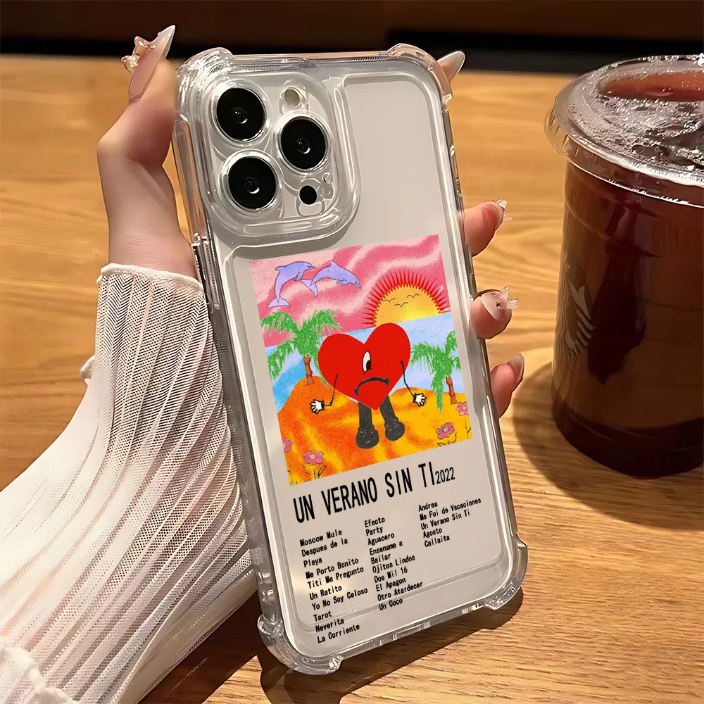 Bad Bunny X 100pre Bunny Logo funda de teléfono para IPhone 16e 16 15 14 13 12 11 Mini Pro Max X XR XSMax 8 Plus cubierta anti transparente - imagen 4