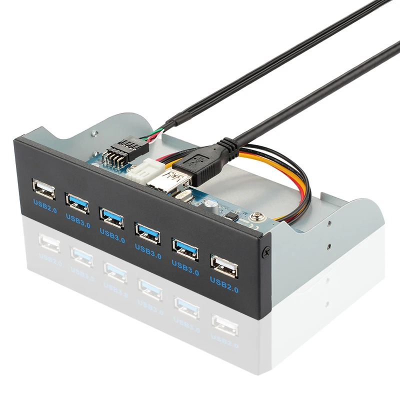 Soporte de unidad óptica de Panel frontal USB 3,0 2,0 de 2-4 puertos, carcasa de Metal para ordenador y PC de 5,25 pulgadas, adaptador de expansión HUB USB, divisor de Cable