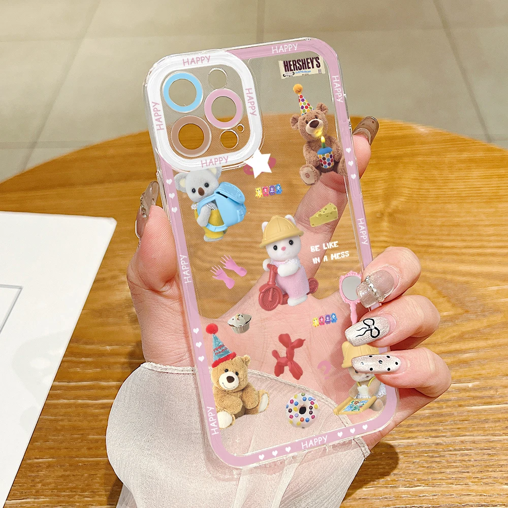 Preciosa funda de teléfono familiar de Sylvanians para Samsung Galaxy S25 S24 S23 S22 S21 Ultra Plus 5G S20 FE Note 20 10, funda transparente suave - imagen 3