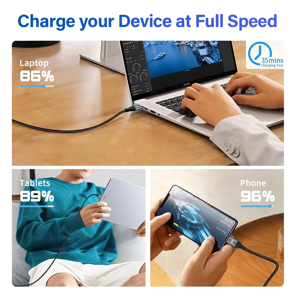 Codo de 90 grados carga súper rápida PD 3,1 240W Cable USB tipo C a C para iPhone 15 16 tableta Vivo para Samsung S22 cargador de datos - imagen 4