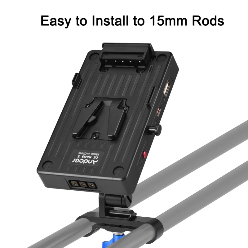 Andoer V 마운트 배터리 플레이트, V 락 배터리 어댑터 플레이트, 65W PD 고속 충전 암, 8V, 12V, 15V DC 출력, D-탭 출력 액세서리 - imagen 4