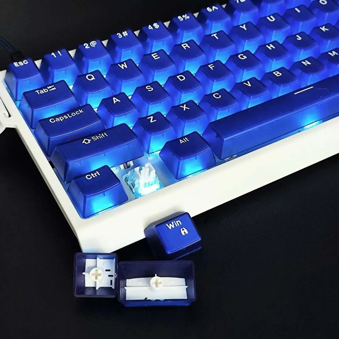 Teclas de pudín translúcido azul Klein de 114 teclas, teclas PBT retroiluminadas RGB, perfil OEM para interruptores MX, teclado de jugador - imagen 2