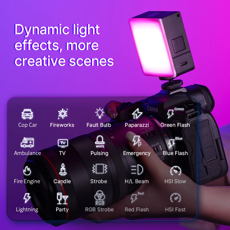 Ulanzi VL49 RGB PRO Luz LED para Cámara 2500K–9000K Difusor Panal - imagen 3