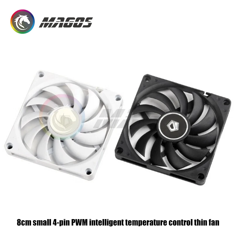 8010 Ventilador con caja de 80 mm Ultra delgado, blanco/negro, Control de temperatura PWM ultrafino de 10 mm Ventilador de enfriamiento de CPU de computadora de 8 CM, - imagen 5
