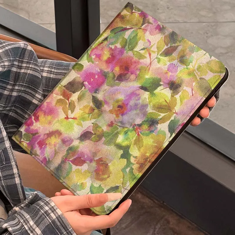 Pintura artística hermosas flores para iPad Pro Air Mini 1 2 3 4 5 6 7 7th 8th 9th 10th 11th 10,2 9,7 10,5 10,9 11 12,9 funda para tableta - imagen 3