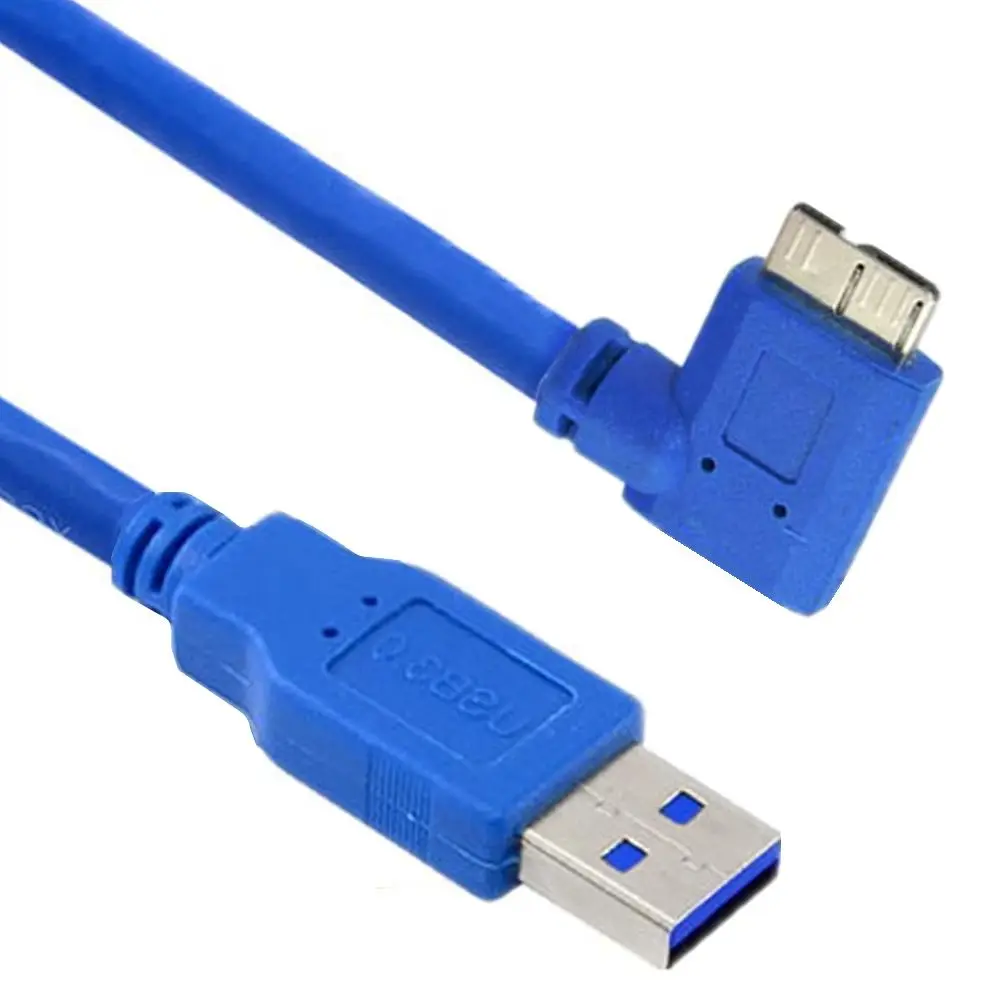 30cm 1M 90 grados en ángulo recto Micro B USB 3,0 sincronización de datos carga Cable corto de 5Gbps para USB3.0 disco duro móvil cámara SLR