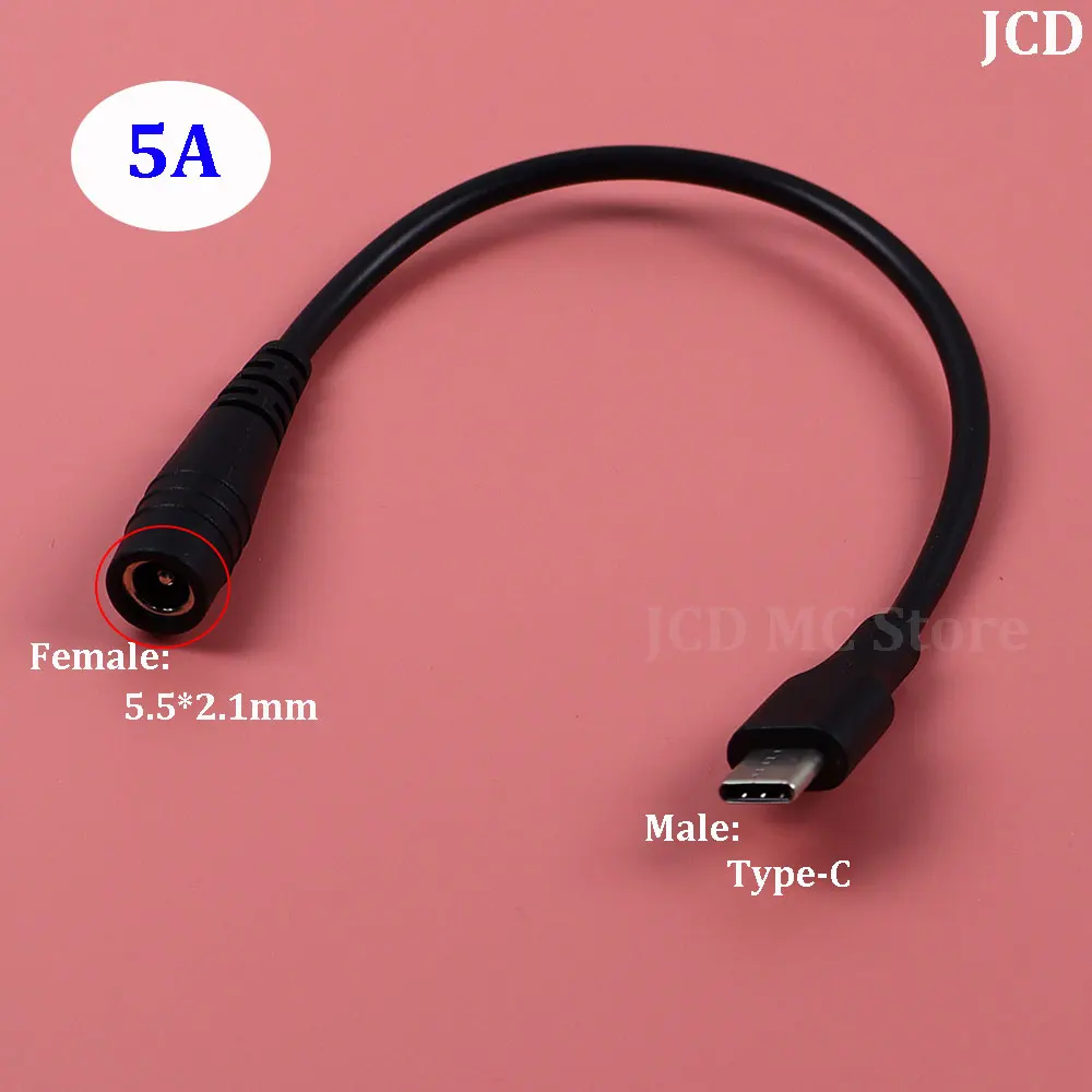 5A DC tipo c hembra a 5,5*2,1 Cables hembra 5521 conector de alimentación CC adaptador 5,5x2,1 convertidor USB tipo C - imagen 2