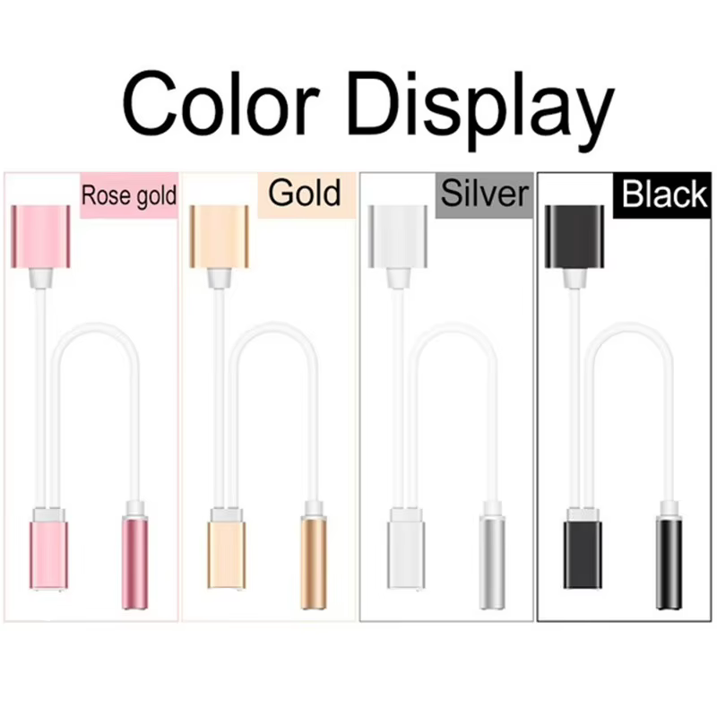 Detalle del cable Lightning con salida auxiliar de 3,5 mm