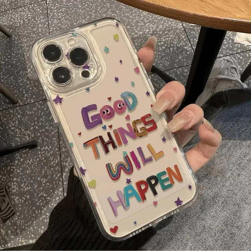 Funda Good Things Happen para iPhone 17 16 15 14 13 Pro Max 12Mini 11Pro XR 7 8 Plus SE funda suave a prueba de golpes - imagen 5