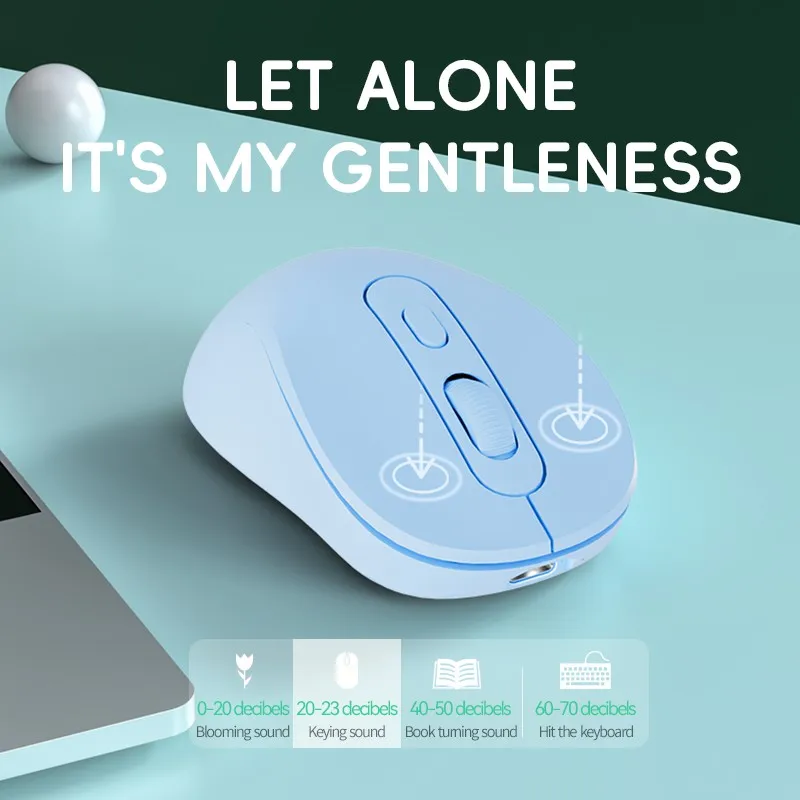 Ratón inalámbrico Bluetooth 1600DPI ajustable 2,4G modo Dual TYPE-C carga ratón silencioso ergonómico para Huawei Samsung Oficina portátil - imagen 2