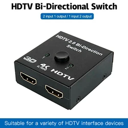 Conmutador HDMI 4K 60 Hz bidireccional de 2 puertos