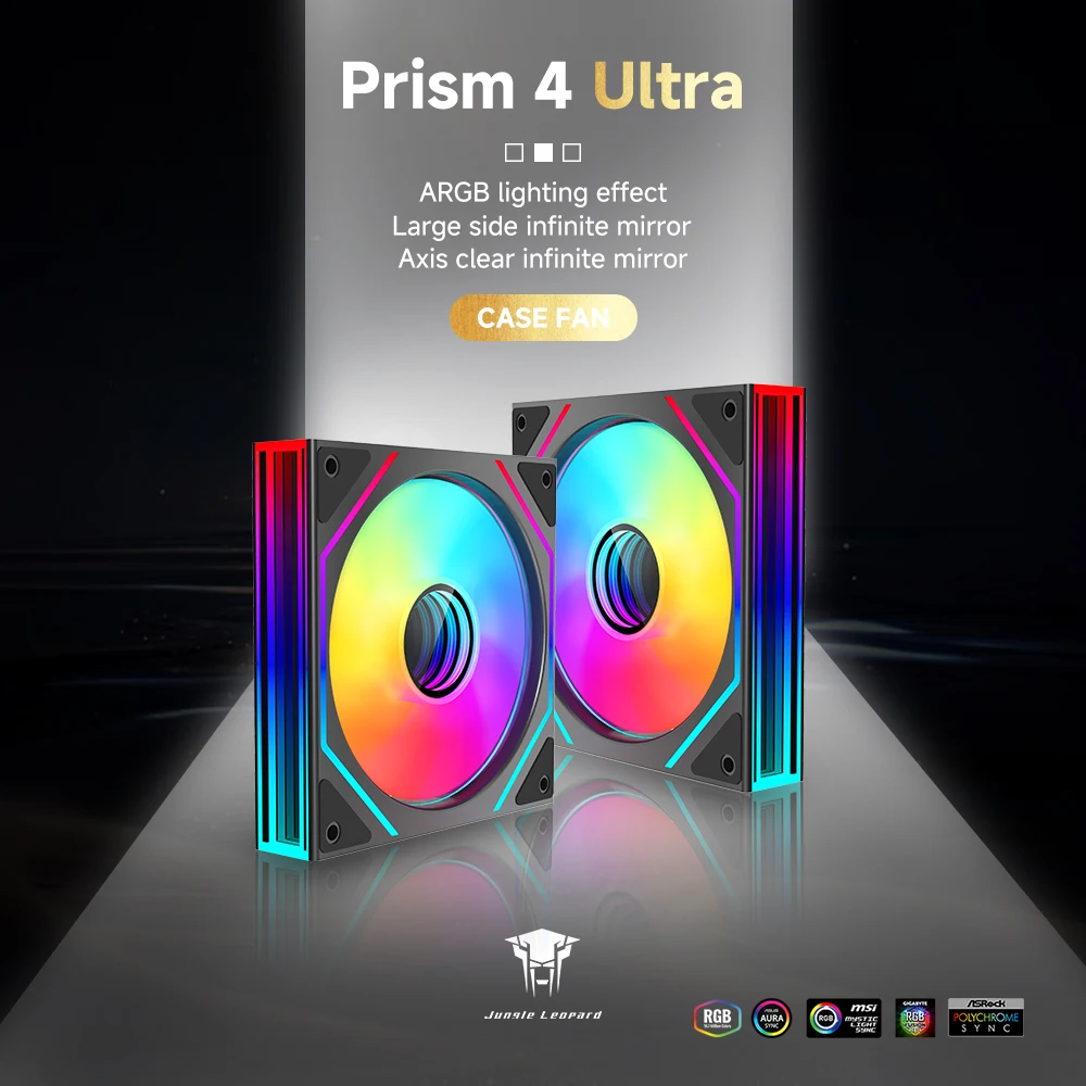 Jungle Leopard Prism 4 Ultra Case Fan 12CM refrigeración escritorio silencioso ARGB luz divina síncrona espejo ilimitado - imagen 3