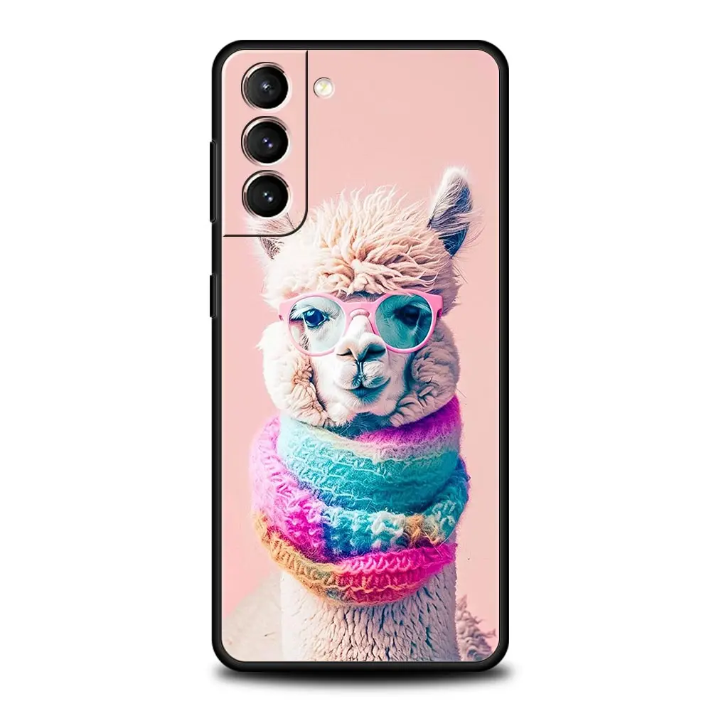 Funda de teléfono para Samsung Galaxy S24 S23 S22 Ultra S20 S21 FE 5G S10 S9 Plus S10E S8 S7 Edge, funda suave Kawaii Alpaca encantadora - imagen 2