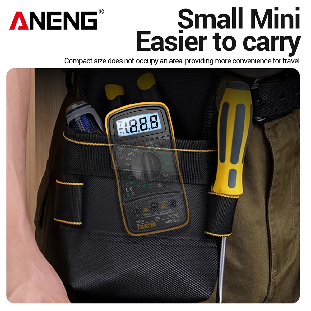 Multímetro digital profesional ANENG AN8205C medidor de voltaje CA/CC diodo de resistencia de corriente CC-40 ℃ ~1000 ℃   Probador de retroiluminación LCD - imagen 5