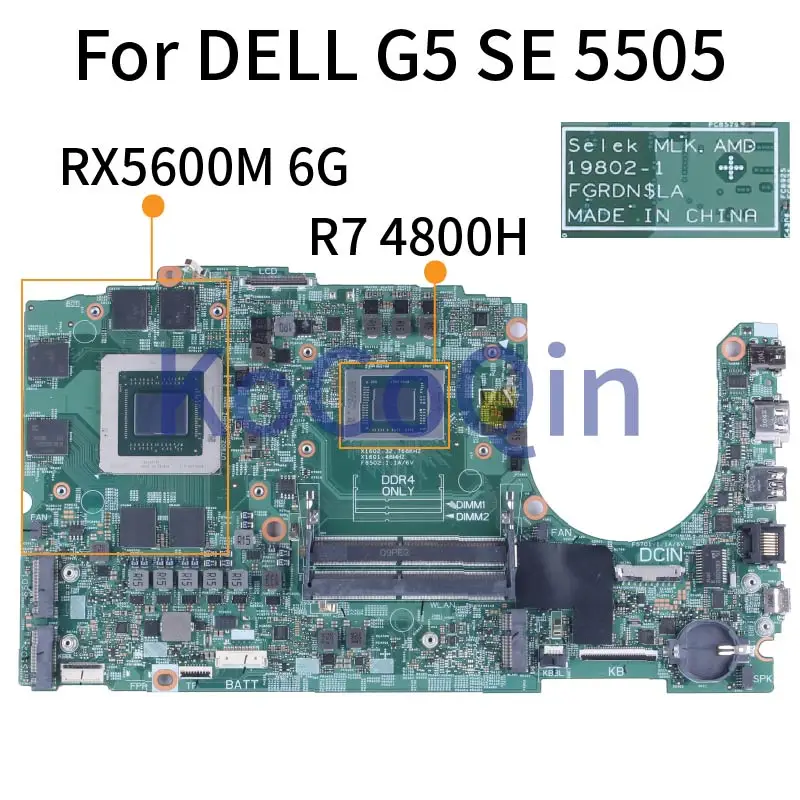 Placa base de ordenador portátil DELL G5 SE 19802, placa base de 6GB, DDR4, prueba, 5505-1, 0NCW8W, 0M8C1F, CN-0JT83K, 0JT83K, JT83K, 215-0917348 - imagen 2