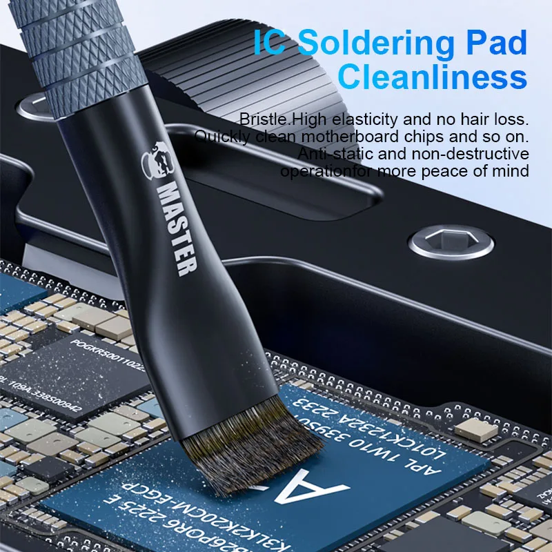 Cepillo de limpieza de placa base mecánico con cabezal de repuesto, Chip de teléfono móvil, eliminación de pegamento de estaño, cerdas de reparación/herramienta de cepillado de acero - imagen 2
