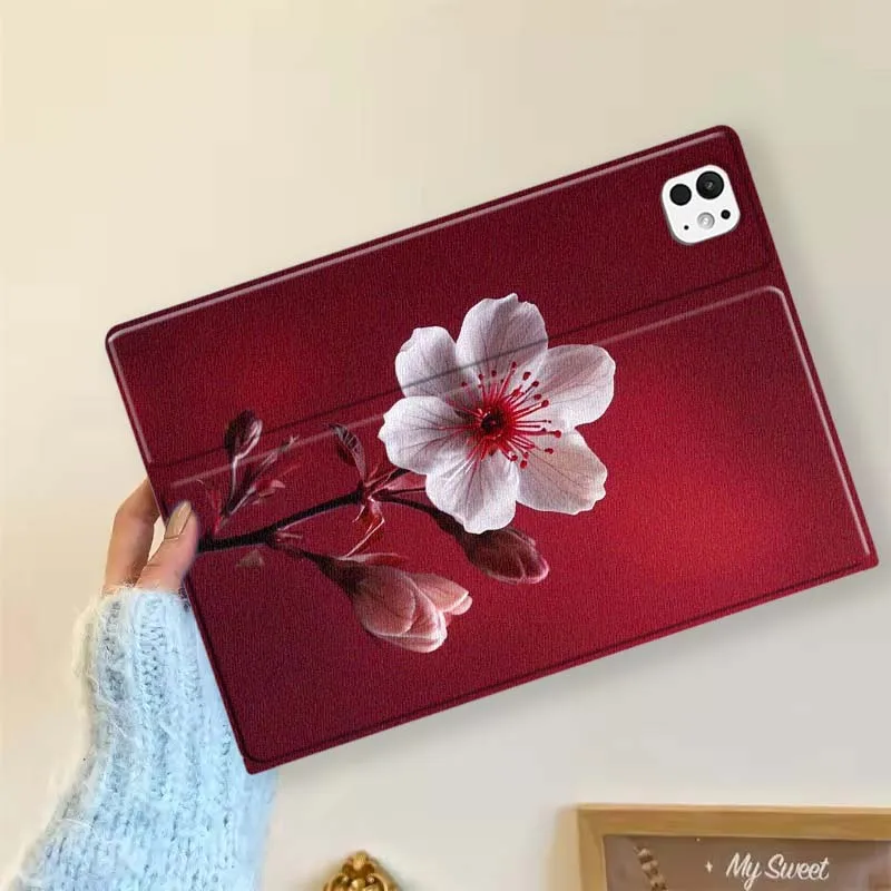 Hermosas flores de melocotón para iPad Pro Mini 1 2 3 4 5 6 7 7ta generación 12,9 10,5 13 11 7,9 8,3 M4 pulgadas funda para tableta - imagen 4