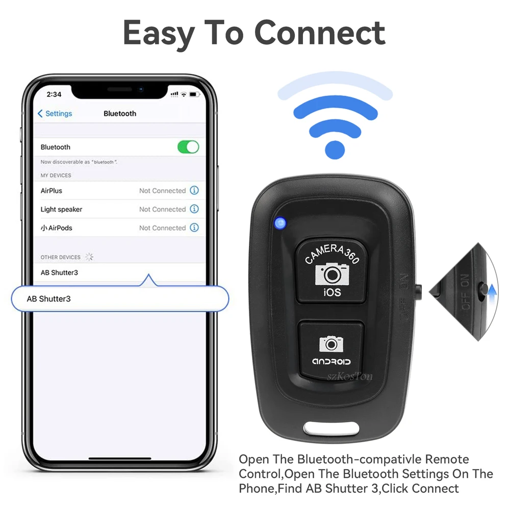Mini botón de Control compatible con Bluetooth, controlador inalámbrico, temporizador, palo de cámara, disparador, Selfie para teléfono inteligente - imagen 3