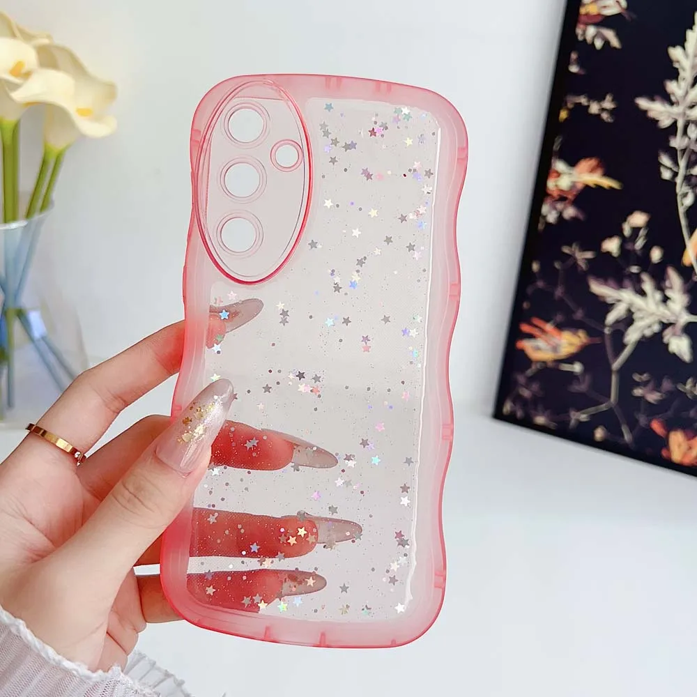 Para Samsung Galaxy S24 S23 S22 S21 Plus Ultra FE Note 20 funda bonita transparente con pegamento de goteo estrella brillo rizado híbrido cubierta a prueba de golpes - imagen 4