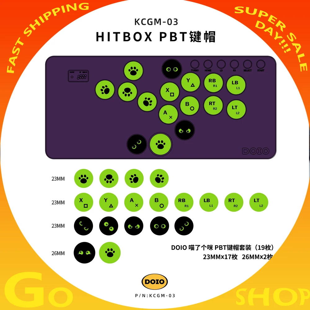 Doio Hitbox KCGM-03 Mini teclas de teclado 19 teclas PBT sublimación juego de teclas personalizado juego de Arcade PC Gamer accesorios regalos