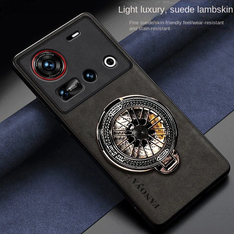 Para Nubia Z70 Ultra funda de cuero PU suave con soporte anillo giroscópico funda protectora trasera para Nubia Z70 Z60 Z50 Ultra Z60S Pro Shell