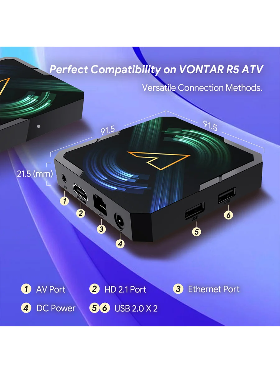VONTAR ATV Android14 TV Box Realtek1325 CPU A55 Edge AI Mali-G57 GPU compatible con AI-PQ AI-SR HDR Wifi6 reproductor multimedia decodificador - imagen 5
