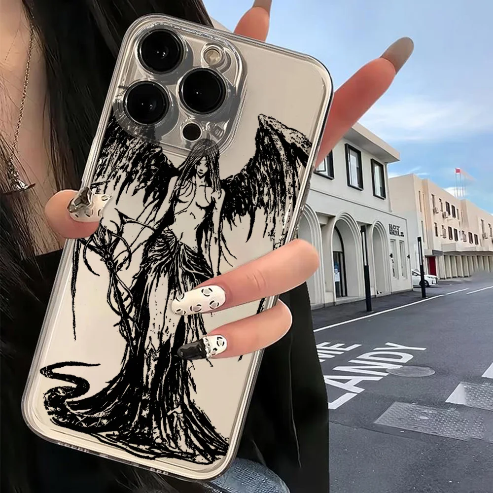Funda transparente Retro Punk Angel Cool para Samsung A73, A72, A71, A55, A52, A51, A50, A35, A33, A32, A31, A30, A24, A23, A22, A13, A12, A05, 5G - imagen 2