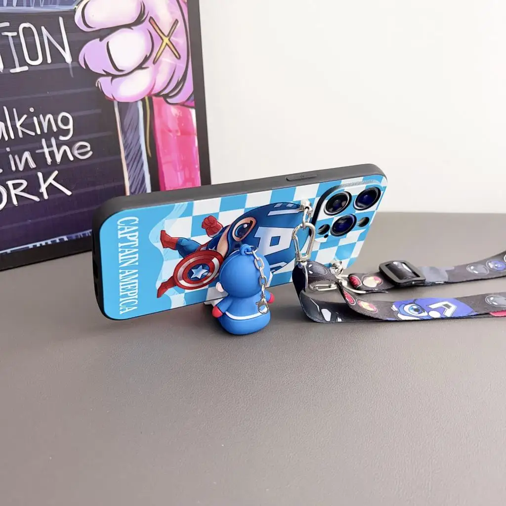 Spider Man para Samsung Galaxy A13 A14 A03 A04 A23 A32 A23 A33 A52 A72 A34 A24 A54 A73 S23FE funda con cuerda de soporte - imagen 5