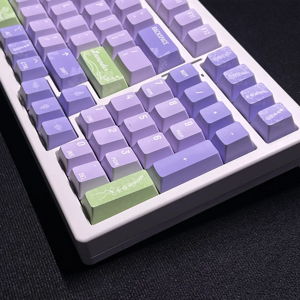Lavanda Keycap Cherry perfil tinte sublimación PBT Keycap 140 teclas ISO Enter 6.25U 7U barra espaciadora para GH60 GK61 64 68 75 82 96 104 - imagen 5