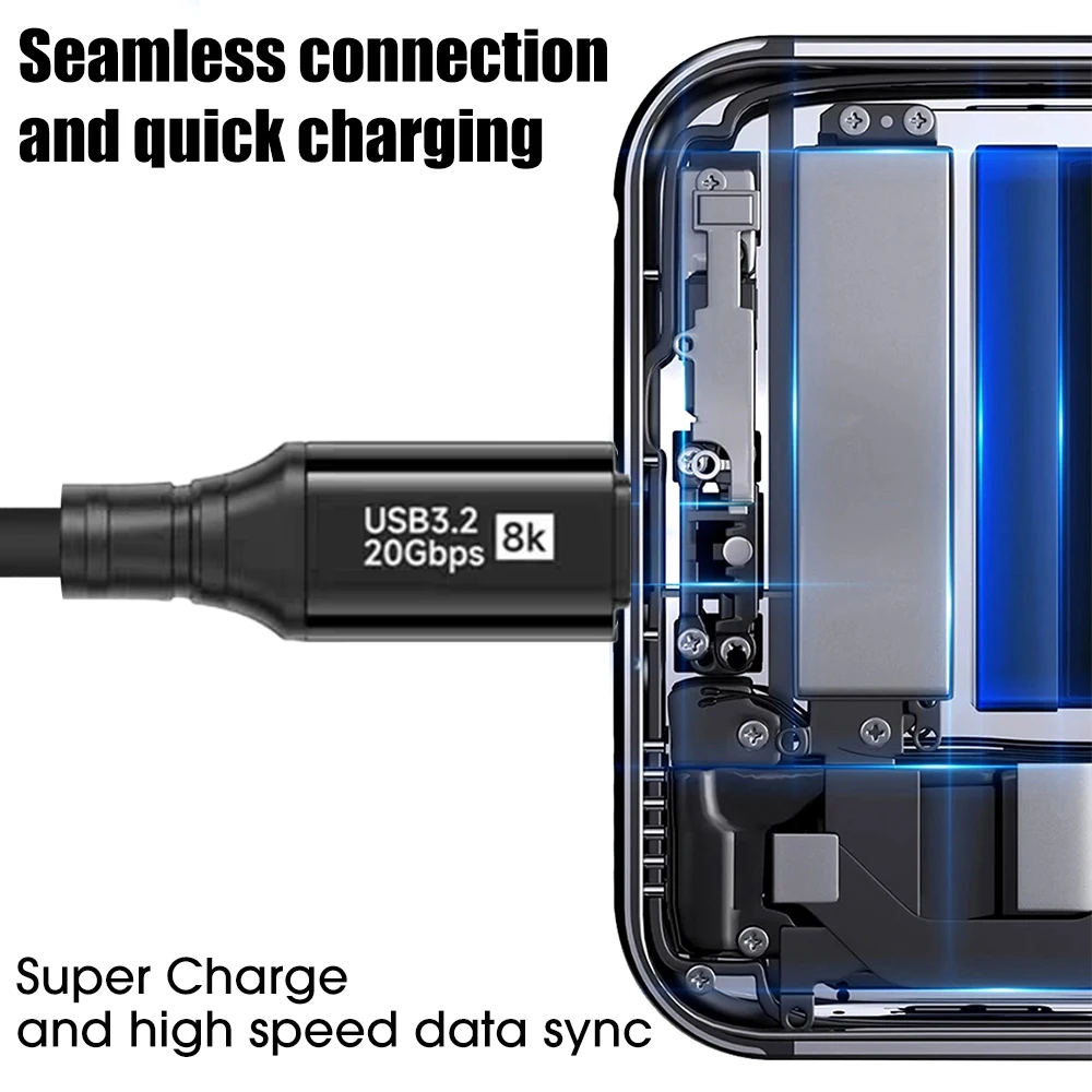 Cable de datos tipo C a tipo C de 20Gbps, carga rápida para iPhone 15 16 Pro Max, Samsung Mi USB3.2, Cable de vídeo de transferencia de alta velocidad 8K - imagen 4