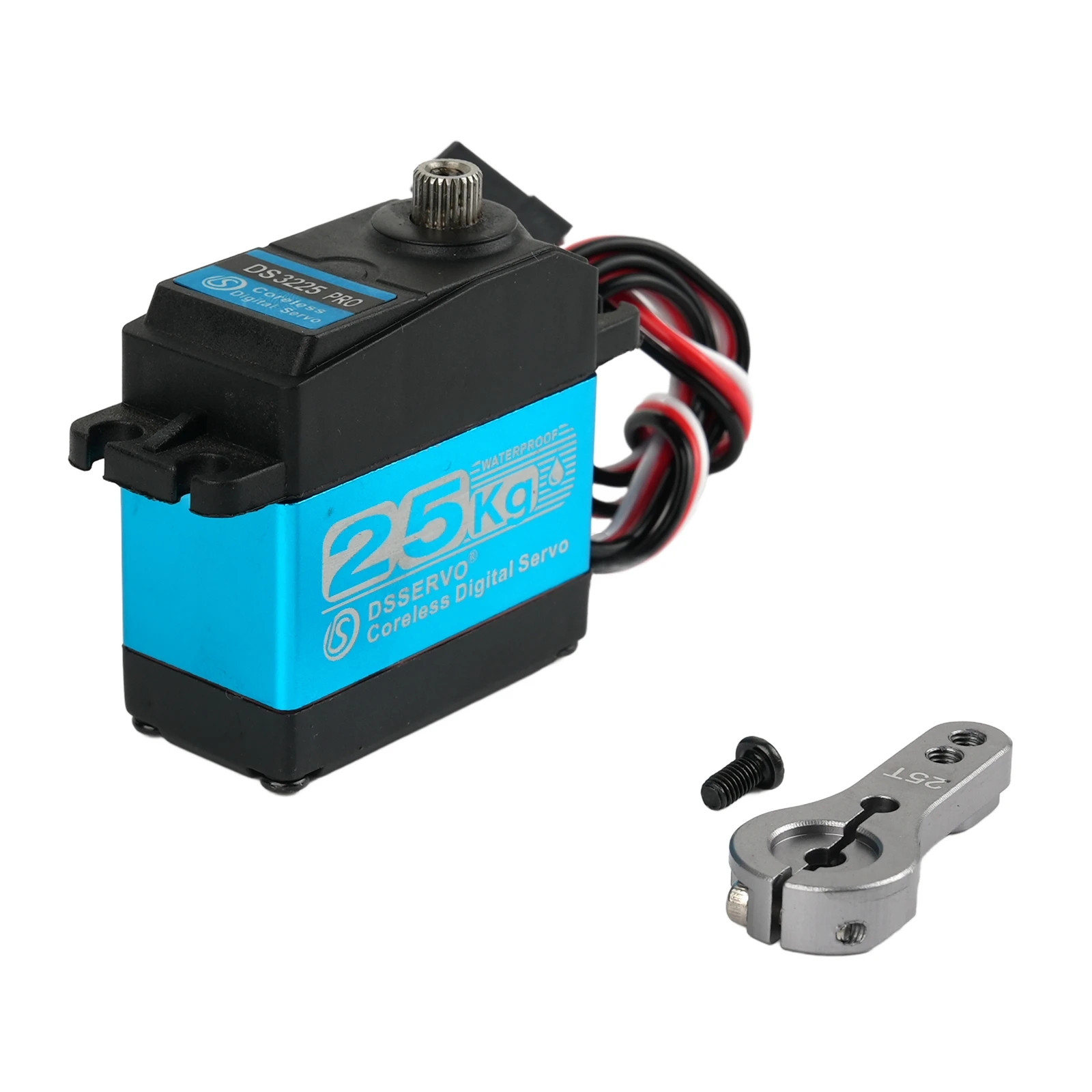 Servo robótico Digital DS3225 PRO, 25KG, 7,4 V, engranaje de Metal de 180 grados, resistente al agua IP66 con brazo Servo 25T, Motor Sin Núcleo para coches RC - imagen 3