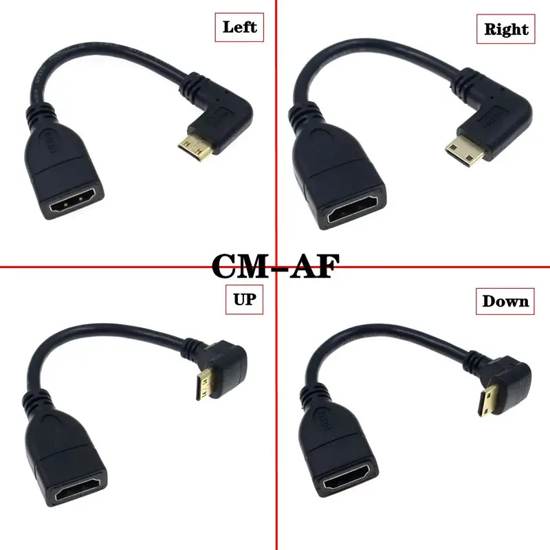 Nuevo Adaptador macho a hembra Compatible con HDMI Mini Micro D tipo 90 grados ángulo recto macho a HDTV AF Cable de extensión para vídeo HD - imagen 4