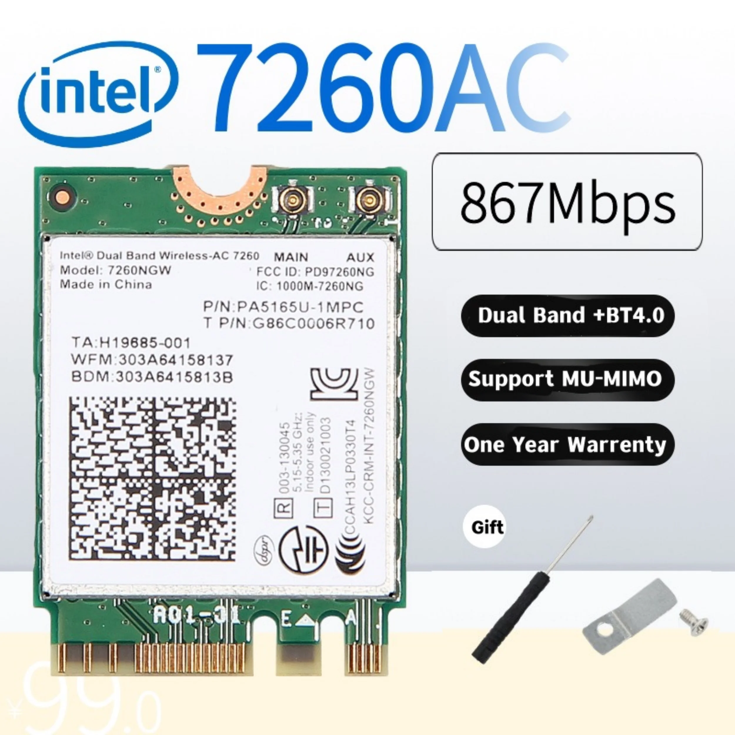 Mini tarjeta PCIE de doble banda, adaptador WiFi Bluetooth, Intel Wireless-AC 7260, 7260HMW, 3160, 7265, 3165, 8260 - imagen 4