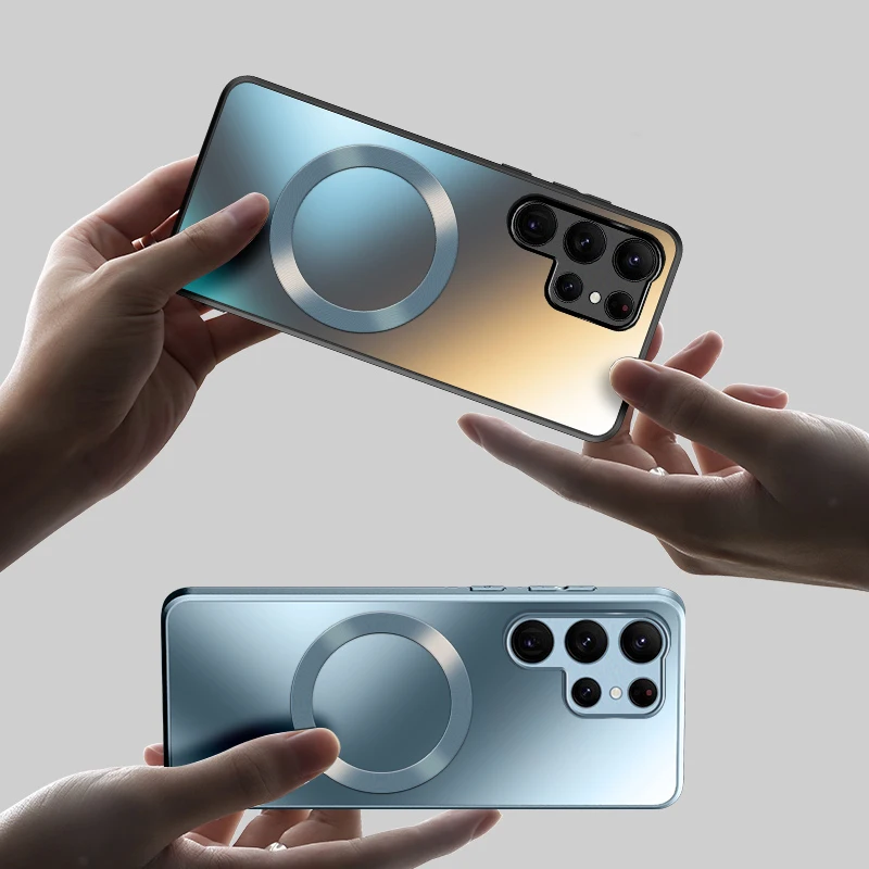 Funda rígida de silicona mate AG para Samsung Galaxy S24Ultra S24 S23 S22 Plus, fundas de carga inalámbrica magnéticas para teléfono Ultra esmerilado - imagen 2