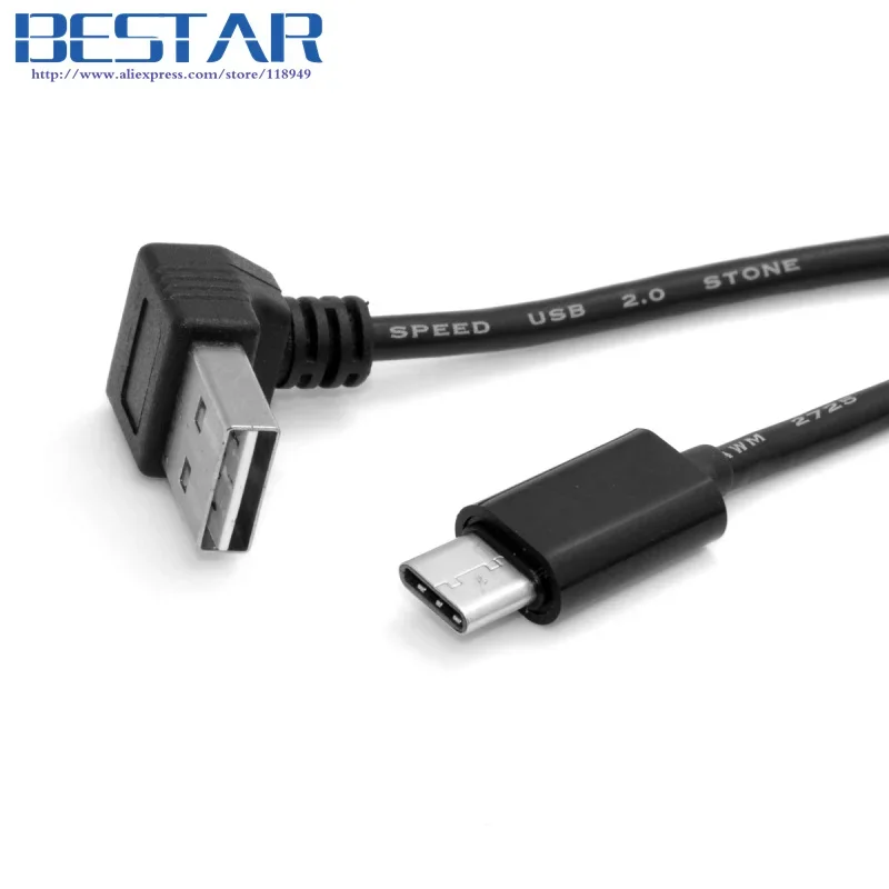 USB-C USB 3.1 Tipo C a USB 2.0 Cable de datos en ángulo arriba y abajo de 90 grados 100 cm 1 m 3 pies para Macbook y tableta - imagen 4