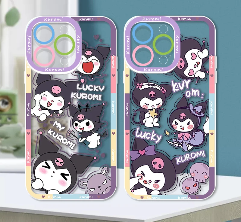 Kuromi-funda de teléfono transparente con Ojos de Ángel para Apple, carcasa bonita de dibujos animados para iPhone 15, 14, 13, 12, 11, XS, XR, X Pro MAX, 8, 7 Plus, SE - imagen 2
